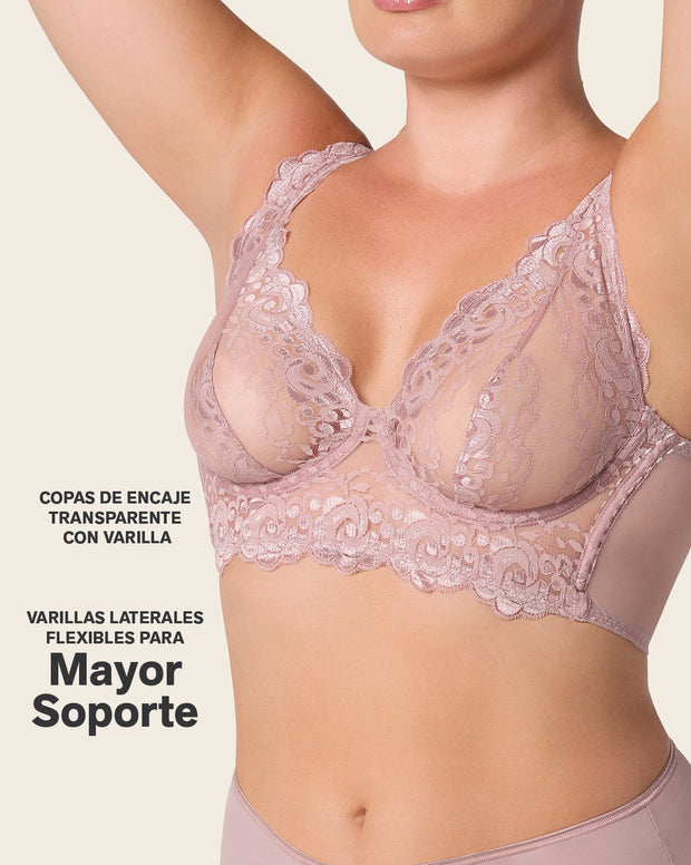 Milan sheer lace bustier bralette with underwire