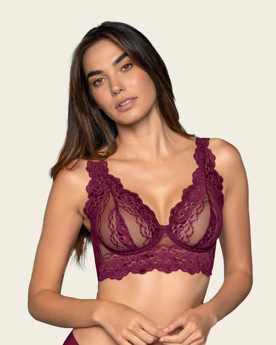 Sheer Lace Bustier Bralette with Underwire