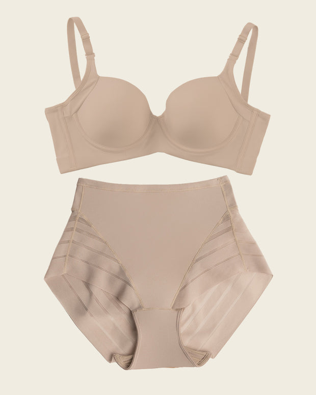 High Profile Bra + Stripe Undetectable Panty in Nude