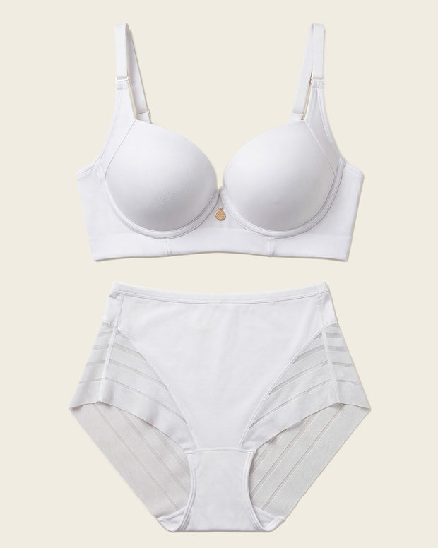 High Profile Bra + Stripe Undetectable Panty en Blanco