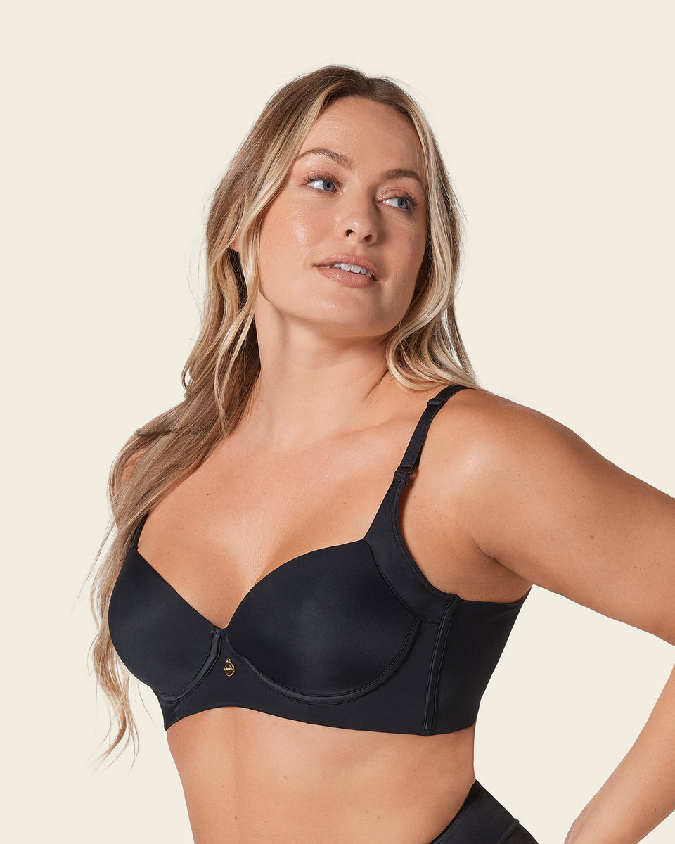 High profile back smoothing bra with soft full coverage cups