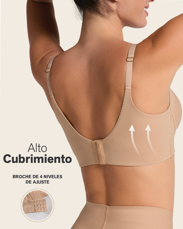 High profile back smoothing bra with soft full coverage cups