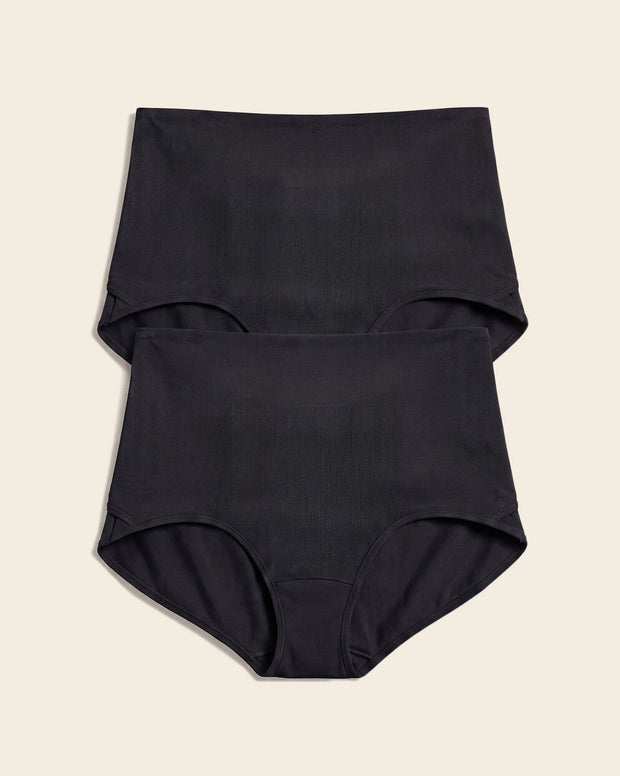 Firm compression postpartum panty with adjustable belly wrap