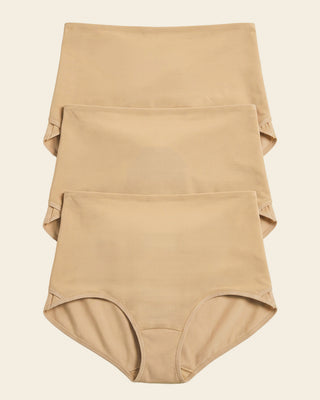 Firm compression postpartum panty with adjustable belly wrap#color_801-golden-beige