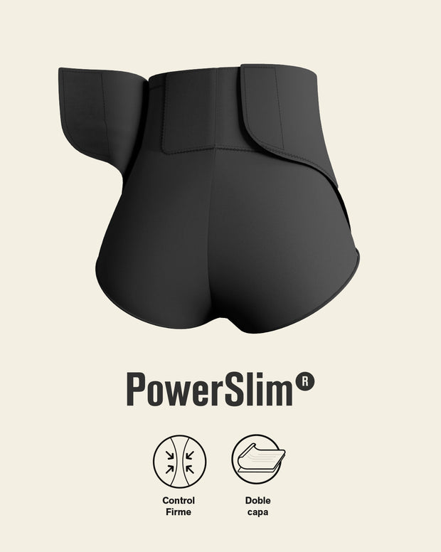 High-waisted firm compression postpartum panty with adjustable belly wrap