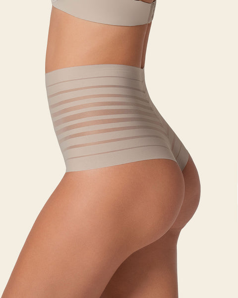 Lace stripe high-waisted cheeky hipster panty#color_802-nude