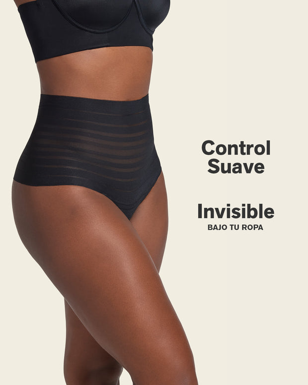 Lace stripe high-waisted cheeky hipster panty