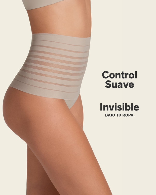 Lace stripe high-waisted cheeky hipster panty