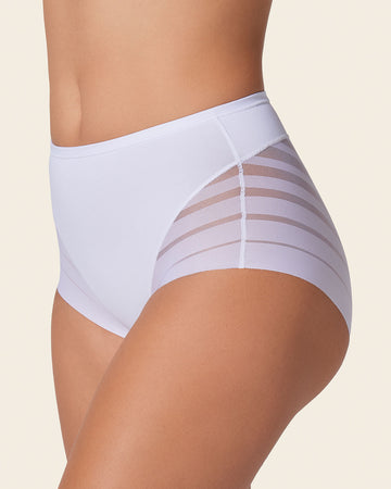 Lace stripe undetectable classic shaper panty#color_000-white