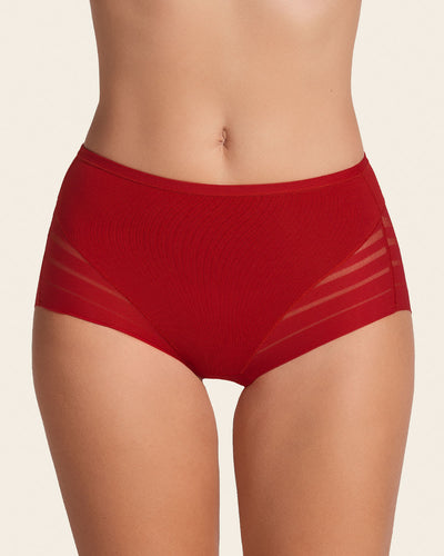Lace stripe undetectable classic shaper panty#color_323-red