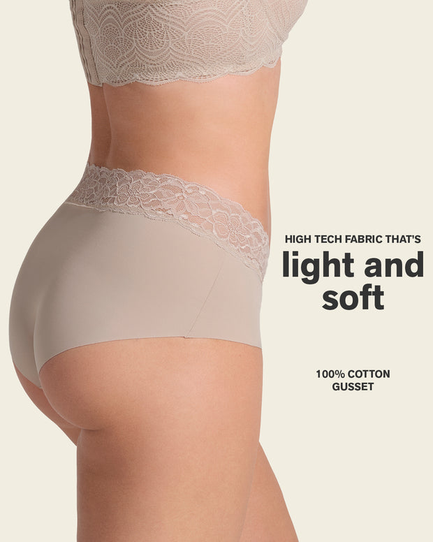 Ultra light lace trim hipster panty