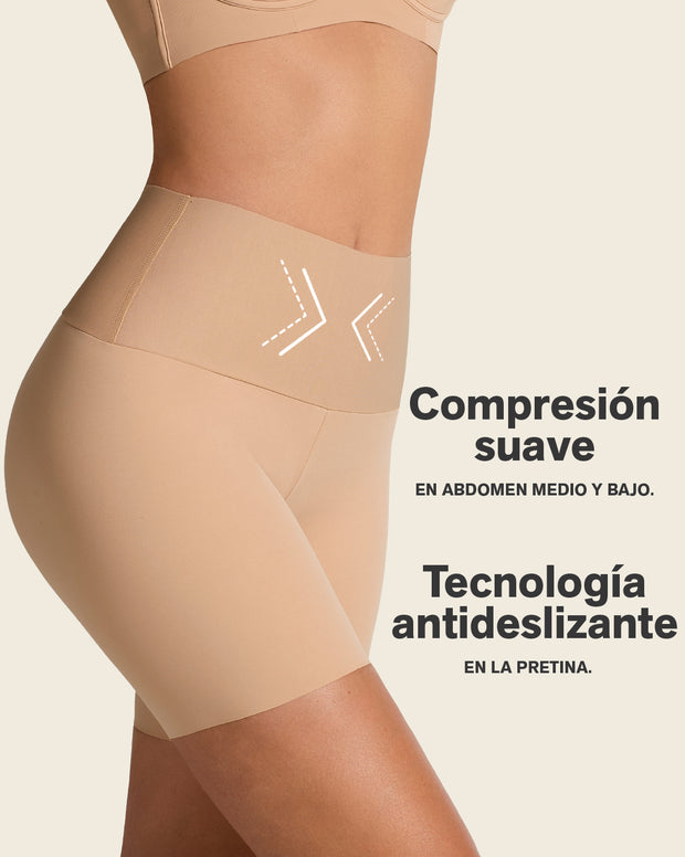 Stay-in-place seamless slip short