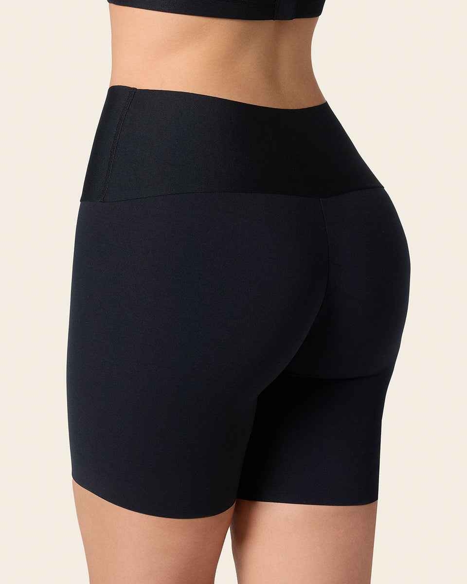 Stay-in-place seamless slip short