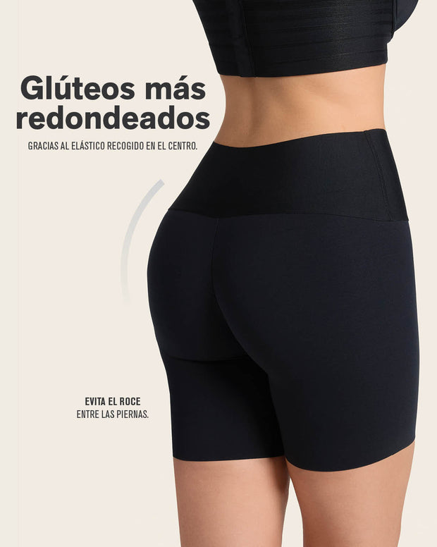 Stay-in-place seamless slip short