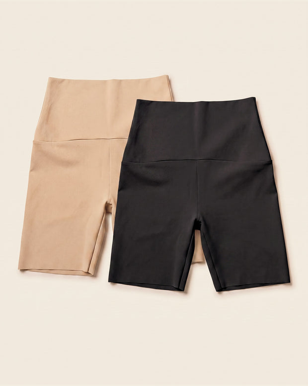 Stay-in-place seamless slip short