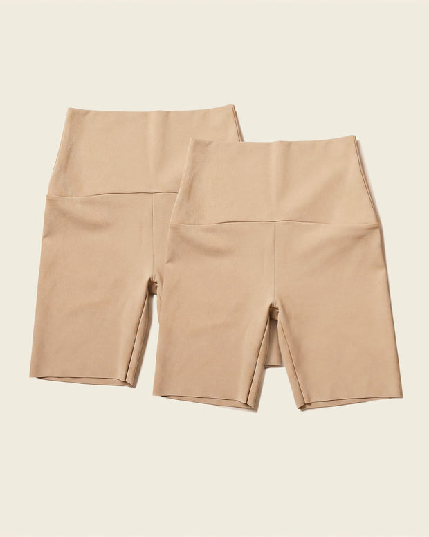 Stay-in-place seamless slip short