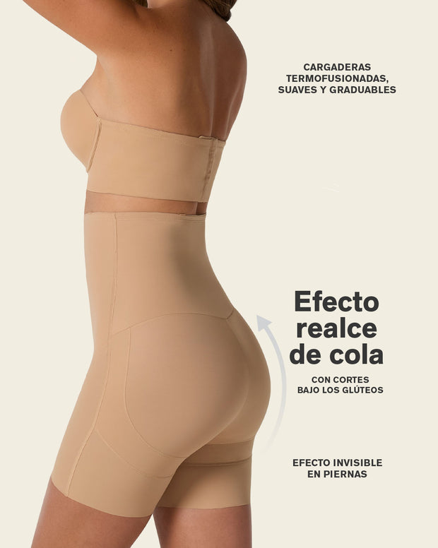 Strapless sculpting step-in body shaper with short bottom
