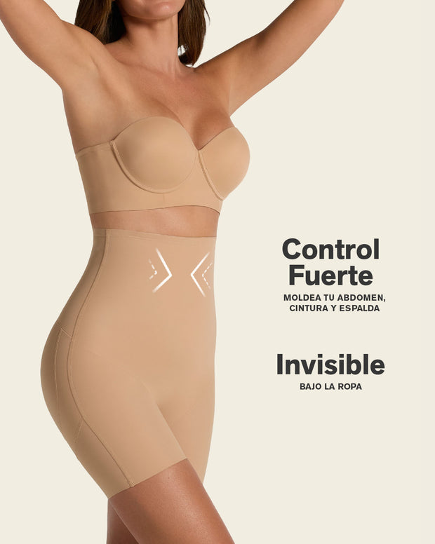 Strapless sculpting step-in body shaper with short bottom