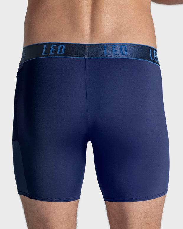 Long athletic boxer brief with side pocket