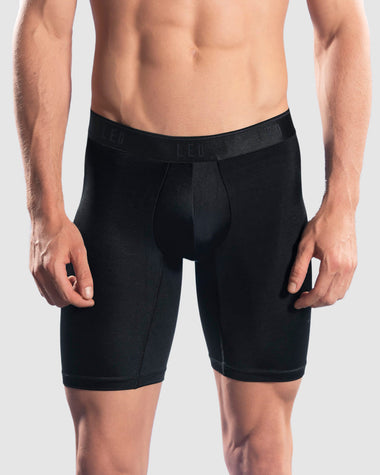 Microfiber Long Boxer Brief with Ergonomic Pouch#color_701-black