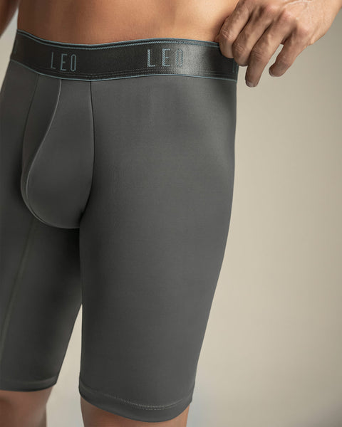 Microfiber Long Boxer Brief with Ergonomic Pouch#color_721-gray
