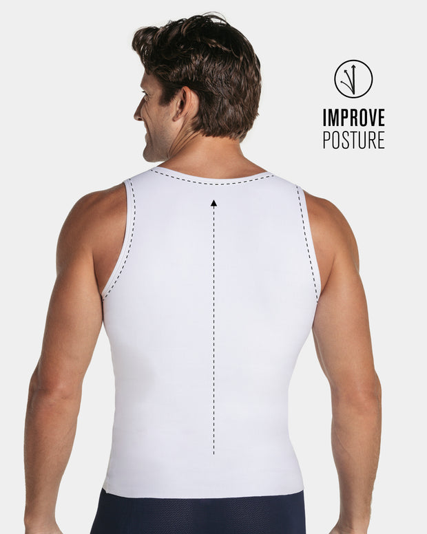 Stretch Cotton Moderate Compression Shaper Tank with Mesh Cutouts