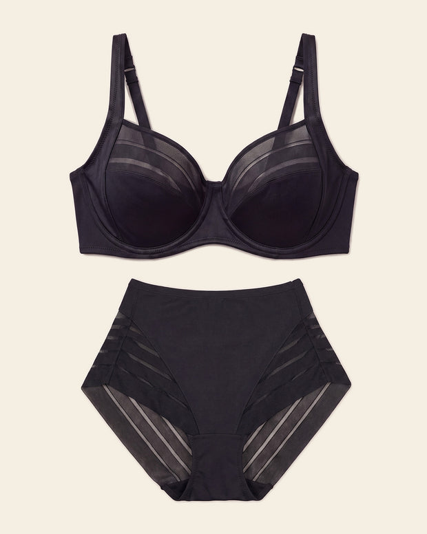 ContourFit Bra & Stripe Undetectable Panty in Black