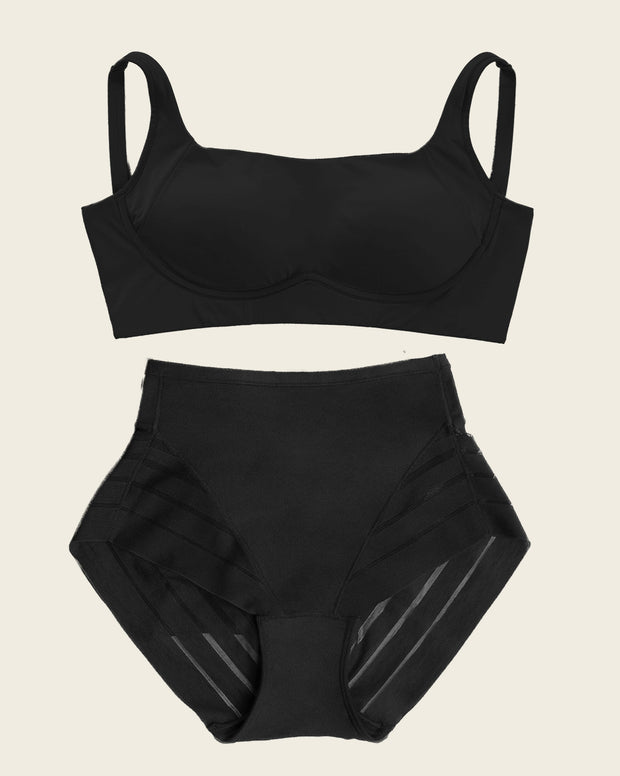 Everyday Bra + Stripe Undetectable Shaper Panty en Negro