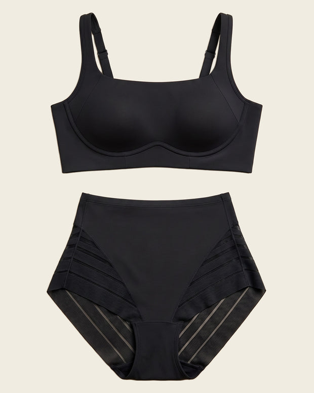 Everyday Bra + Stripe Undetectable Shaper Panty en Negro