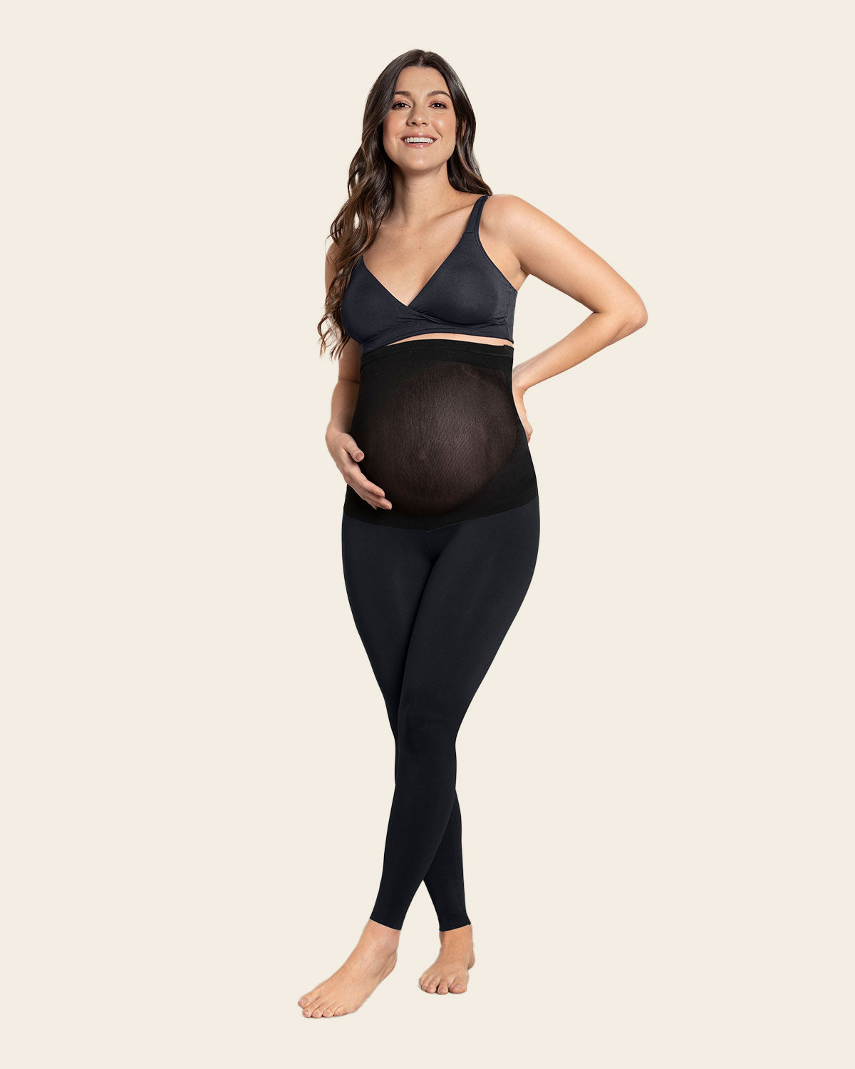 Shapee Maternity Compression Support Leggings (Black) - pregnant