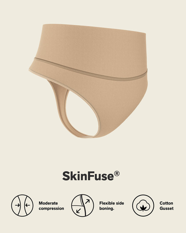High-waisted seamless moderate shaper thong panty