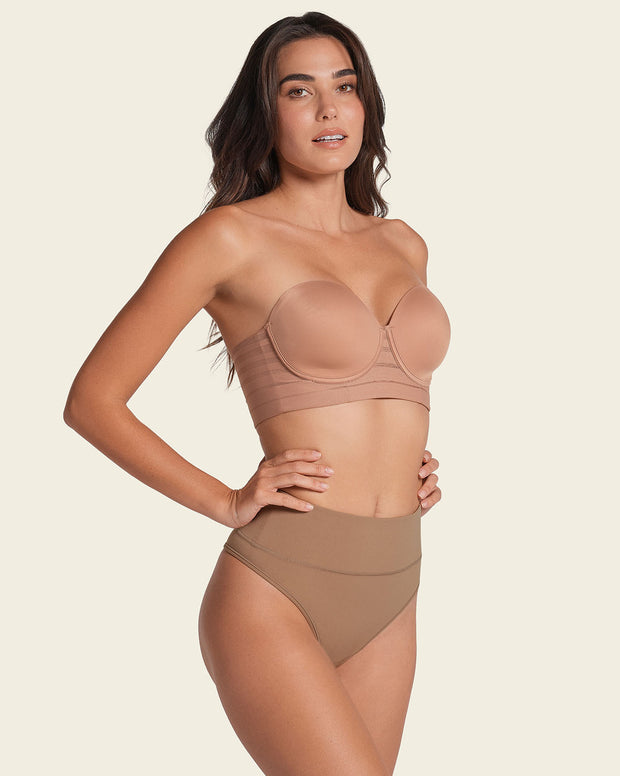 High-waisted seamless moderate shaper thong panty