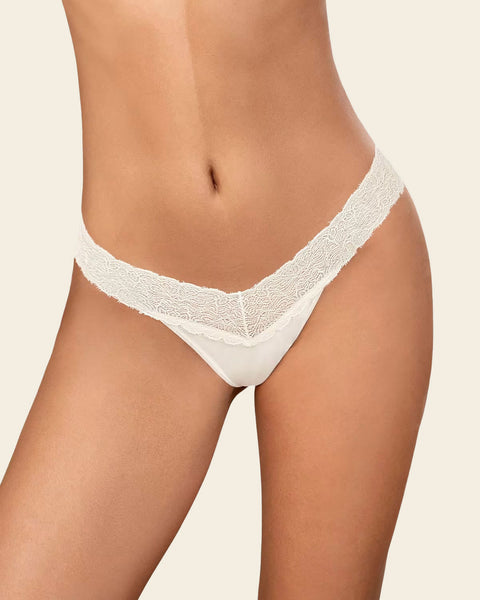 Low-Rise Lace Waistband Thong Panty#color_253-ivory