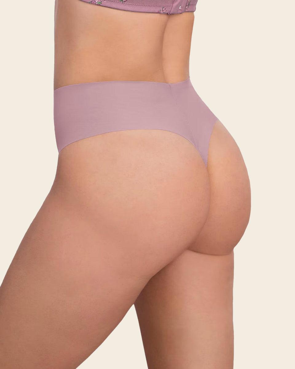 High-Waisted Invisible Microfiber Thong Panty