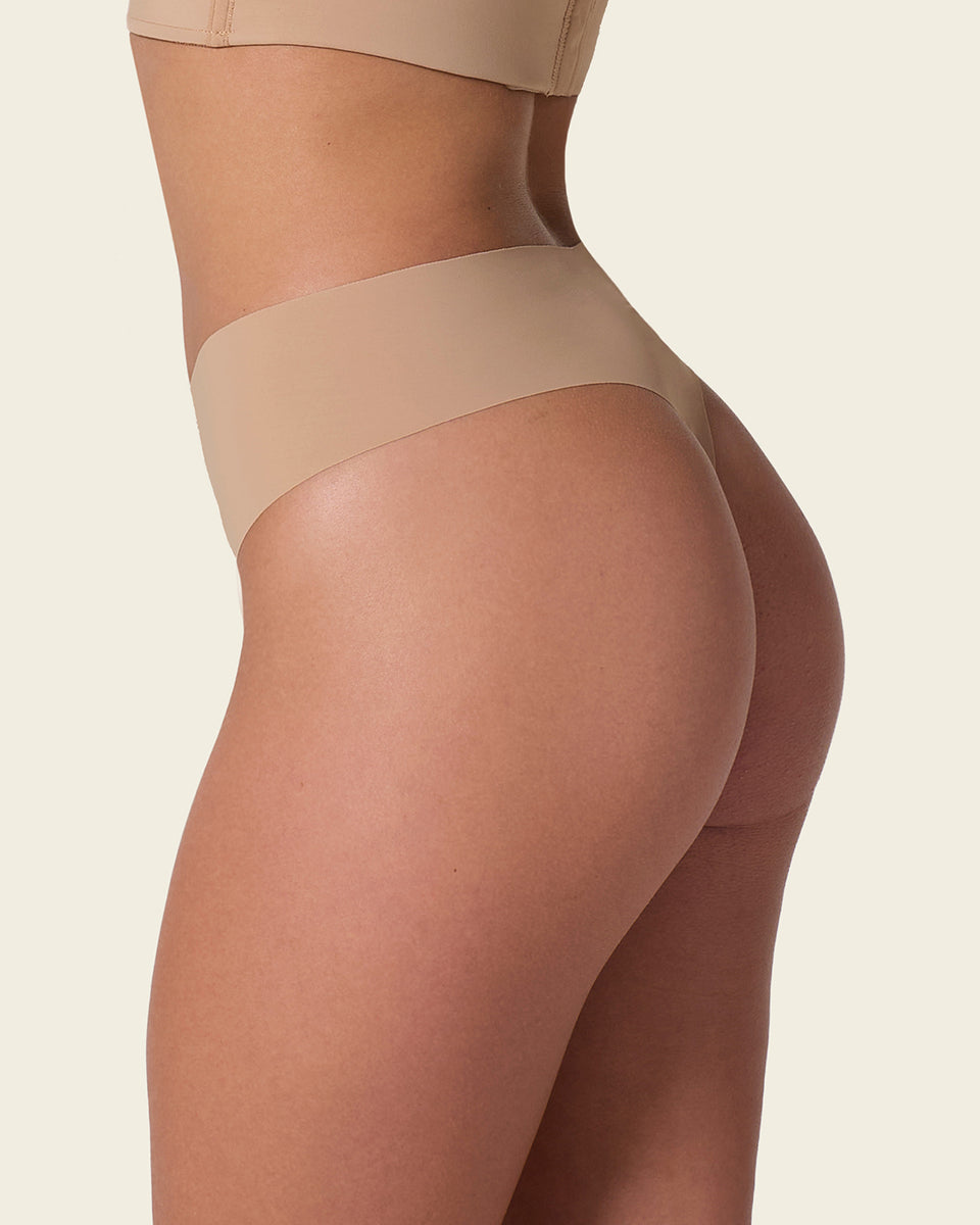 High-Waisted Invisible Microfiber Thong Panty