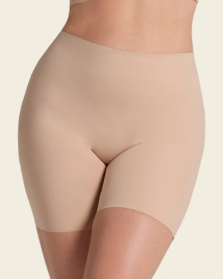 High-Waisted Mid-Thigh Shaper Short#color_801-golden-beige