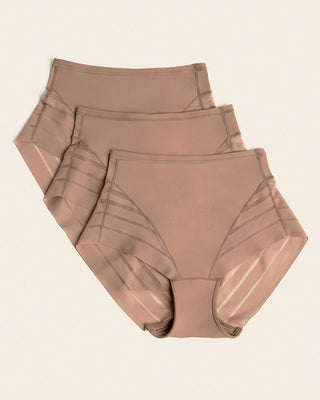 Lace stripe undetectable classic shaper panty#color_857-brown