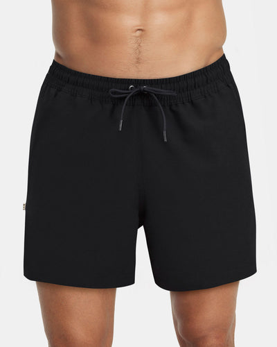 5" Eco-friendly men's swim trunk with soft inner mesh lining#color_700-black