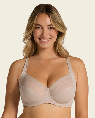 Lace stripe natural support classic bra#color_802-nude
