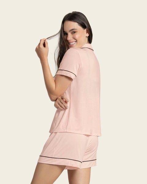 Pajama Set + T-Shirt and Shorts#color_304-light-pink
