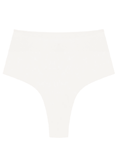 Seamless, Organic Cotton High Rise Thong#color_000-white