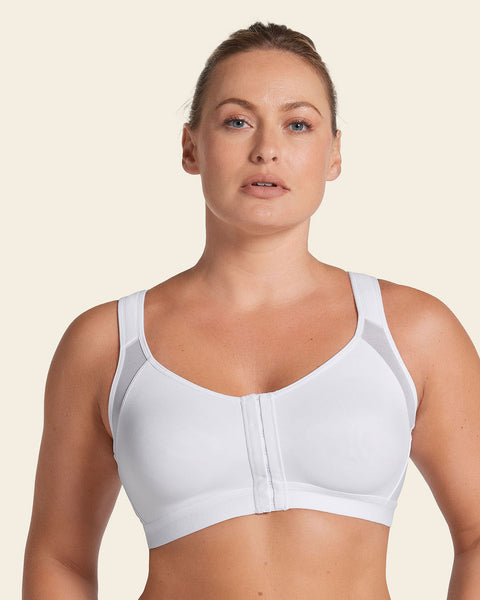 Stage 1 post-surgical wireless bra with front closure#color_000-white