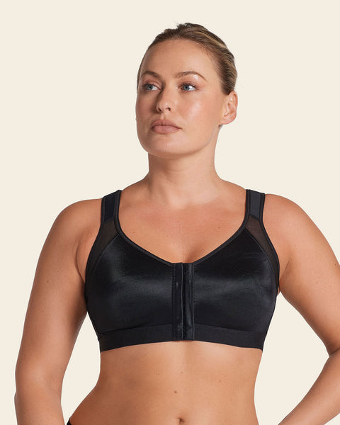 Stage 1 post-surgical wireless bra with front closure#color_700-black