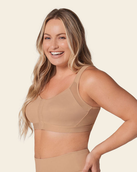 Post-Surgical Wireless Bra with Front Closure#color_801-golden-beige