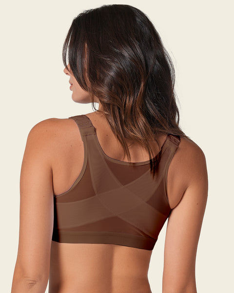 Post-Surgical Wireless Bra with Front Closure#color_875-dark-brown