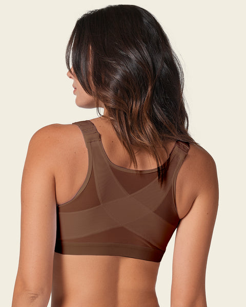 Multi/functional back support posture corrector wireless bra#color_875-dark-brown