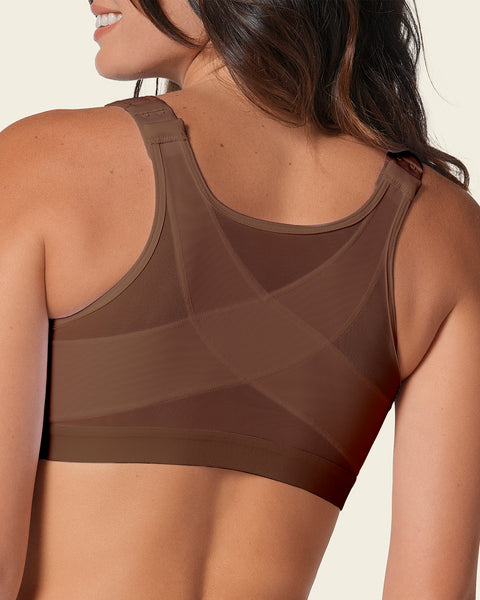 Post-Surgical Wireless Bra with Front Closure#color_875-dark-brown