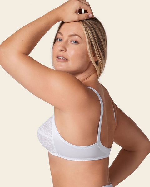 Extra coverage support wireless bra with lace cups#color_000-white