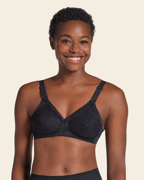 Extra coverage support wireless bra with lace cups#color_700-black