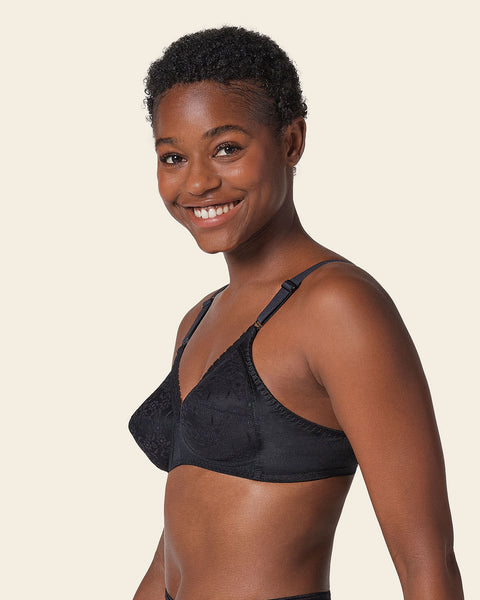 Extra coverage support wireless bra with lace cups#color_700-black
